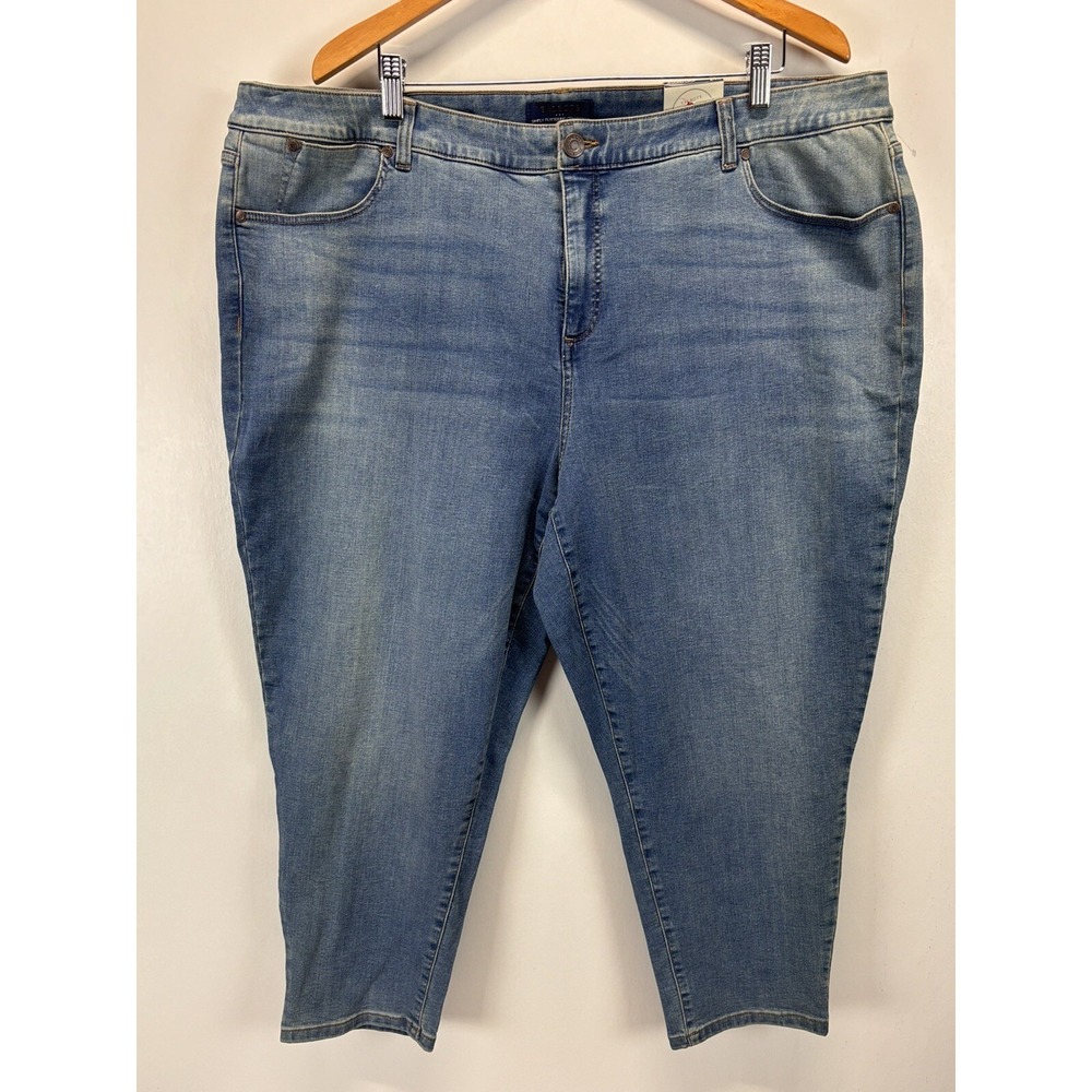NEW! Talbots Simply Flattering Jegging Crop Jeans Womens 24W Plus Blue Stretch